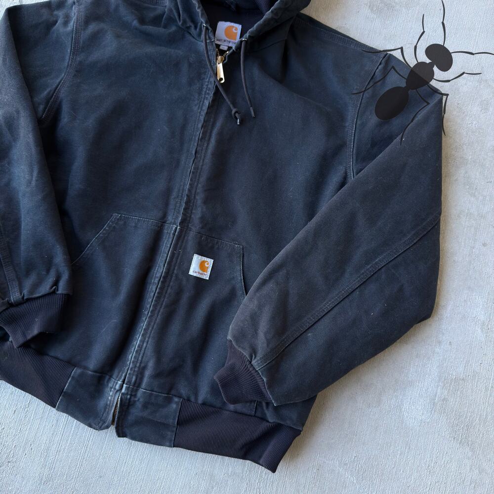 Vintage Y2K Carhartt J131 black active hooded work wear jacket - Picture 4 of 7